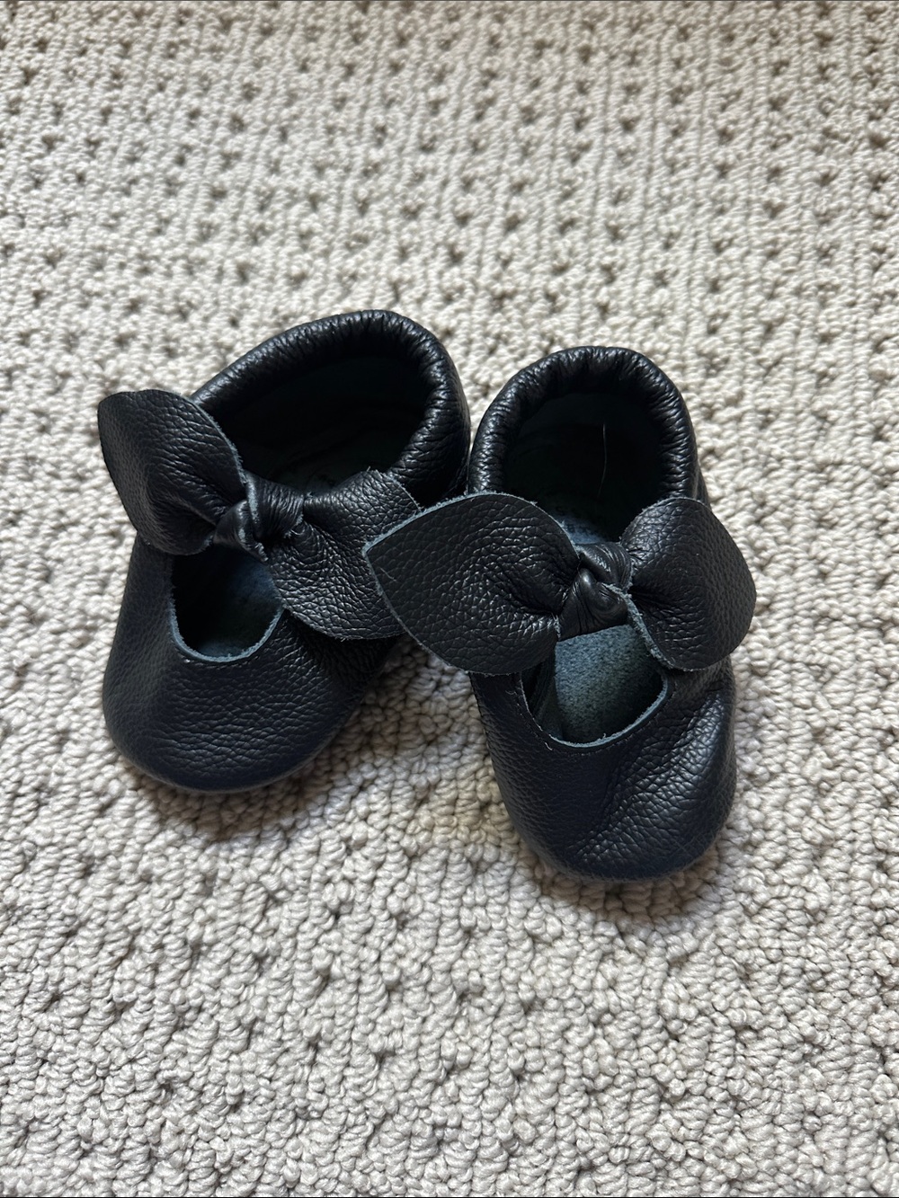 Kids Black Soft Leather Bow Mary Jane Shoes